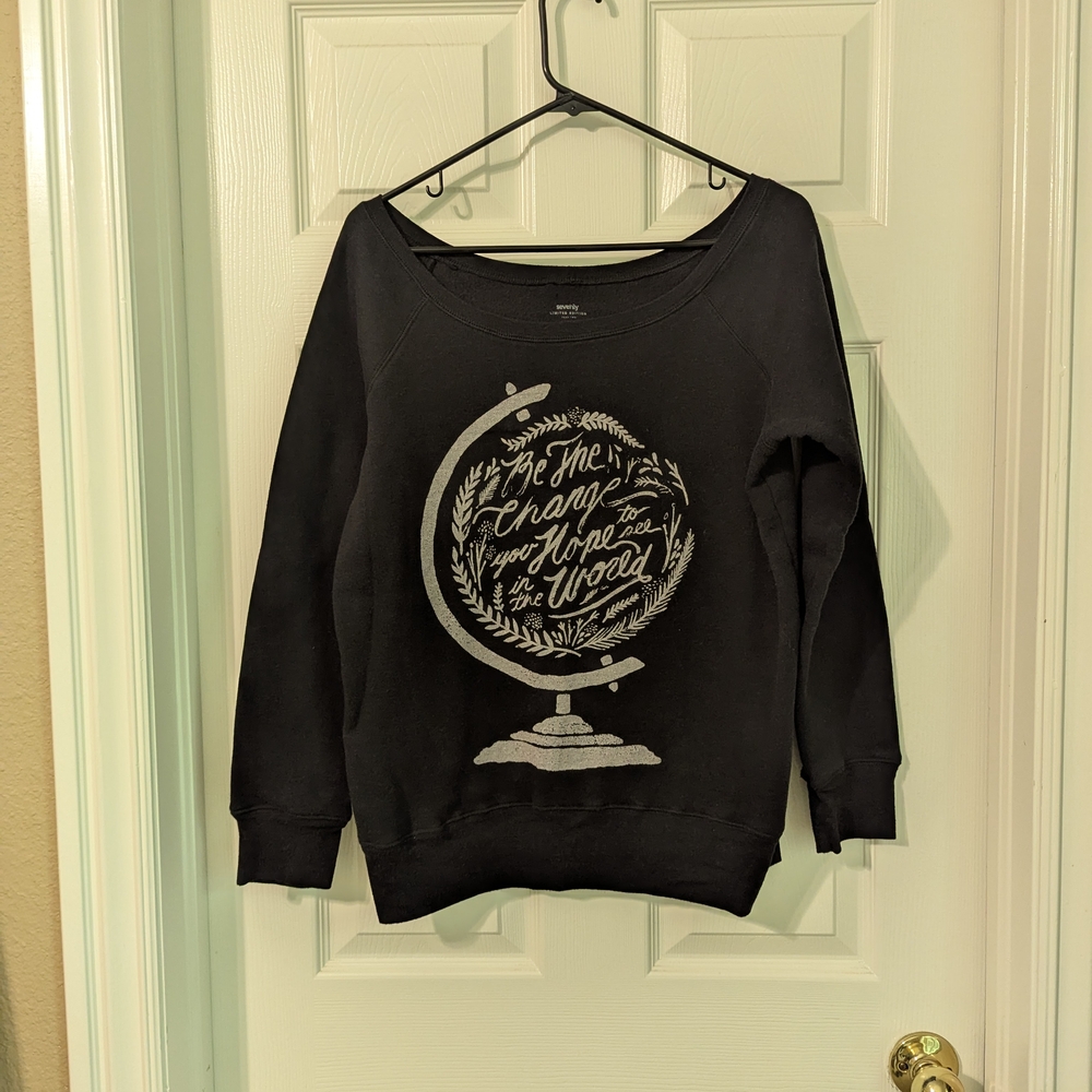 Black Crew Neck Sweater with Unique Graphic